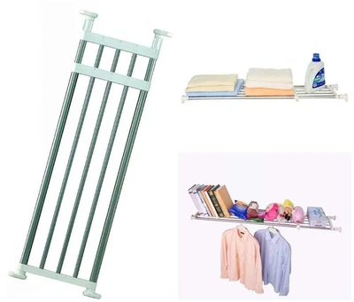 Expandable Closet Tension Shelf Adjustable Clothes Storage Rack Hanger Rod Or... - Image 1 of 4
