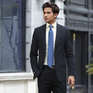 Cravatta uomo SHLAX&WING cravatta tinta unita blu business per tuta - Foto 1 di 16