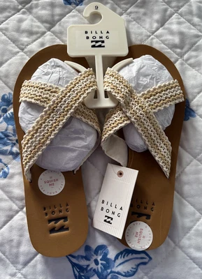 Sandalias Billabong para mujer AKELA banda cruzada tejidas punta redonda deslizables talla 9 nuevas con etiquetas Foto 1 de 3