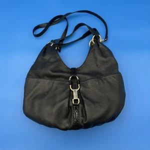 Bolso de hombro hobo de cuero negro MICHAEL KORS con herrajes dorados - Imagen 1 de 7