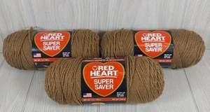 3 Skeins Cafe Red Heart Super Saver 4 Ply Yarn 100 Acrylic 364 Yds #0360 Arte300 - Picture 1 of 6