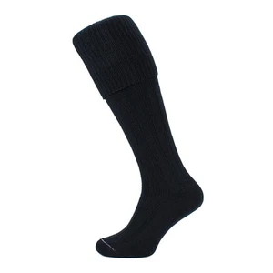 Boy's HJ Hall Kilt Socks - Black UK 5 - 9 HALL-SOCKS_BOY_BLK_5_9 - Picture 1 of 5