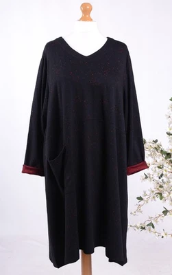 NEW! Bella Blue Lagenlook Boho Jersey Dress Amazing Arty 52" Bust L/XL -  B67 - Image 1 of 4