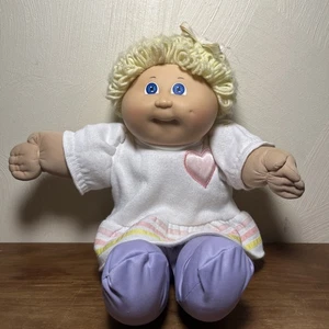 Vintage 1982 Cabbage Patch Doll 17” Filato Biondo Capelli Occhi Blu Verde Insegna Xavier - Foto 1 di 24