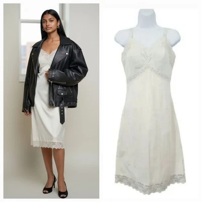 Penneys vintage años 60 moda gay marfil tejido satinado y encaje talla 34 promedio/pequeño Foto 1 de 4