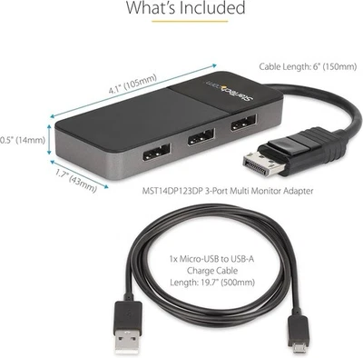 StarTech.com MST14DP123DP 3 Port DisplayPort MST Hub - 3 x 4K - DP 1.4 Multi - Image 1 of 3