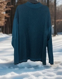 Apt. 9 blau & schwarz gestreifter Rollkragenpullover locker lässig Gr. L B77 - Bild 1 von 8