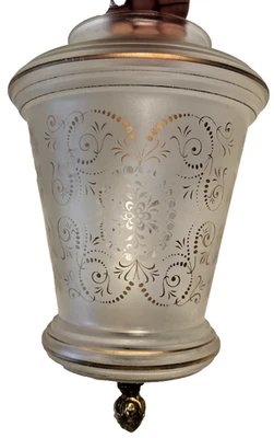 Ceiling Light Lamp Shade Frosted Glass  & Gold Regency Style   12" Tall - Image 1 of 4