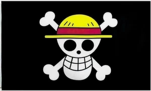One Piece Knochen und Totenkopf 3 x 5 Fuß Banner Flagge Wanddekoration - Bild 1 von 1
