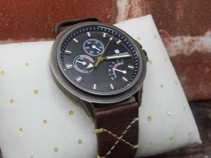Lucky Brand Men Dress Brown Leather Band Quartz Analog 40mm Watch - Picture 1 of 7