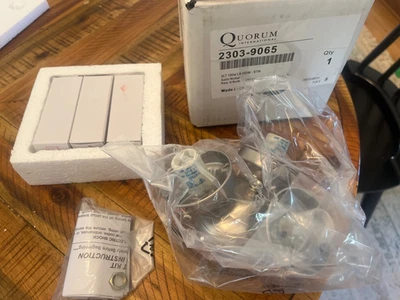 Quorum 2303-9065 3 Light Candelabra Fan Light Kit Satin Nickel 60W B10 - Image 1 of 4