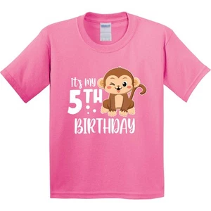 Inktastic Monkey Its My 5th Birthday Youth T-Shirt Birthdays Fifth Happy Cute - Picture 1 of 9