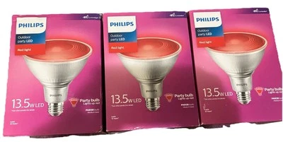 PHILIPS Party LED Red Light 13.5w LED Indoor/Outdoor PAR38 Flood (3 Pack) - Image 1 of 2