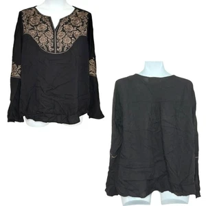 Savanna Jane Blumen bestickt Bauern Top Bündchen Glockenärmel Größe 3X Neu mit Etikett - Bild 1 von 3