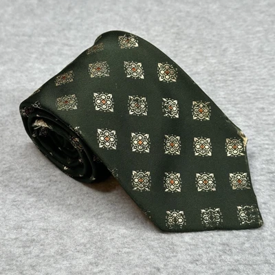 Vintage F.R. Corbata de seda Tripler & Co New York patrón medallón verde NOTA Foto 1 de 4