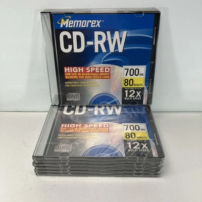 CD-RW High Speed Memorex 7-Pack Music Discs 12X 700 MB/Mo 80min Blank Slim Case - Image 1 of 4