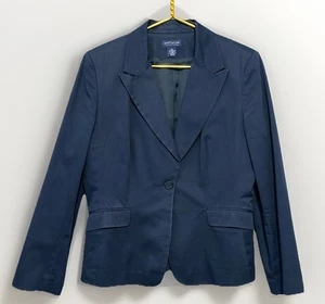 Ann Taylor Factory Blazer Jacket Blue Sz 12 , Summer Cotton Blend Career Casual - Picture 1 of 7