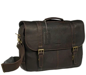 Estuche con solapa para computadora portátil de negocios de cuero rico Samsonite marrón - Imagen 1 de 5
