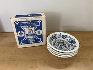 "Juego de 4 fruteros Enoch Wedgwood Tunstall Blue Heritage de 5"" caja de cebolla Inglaterra" - Imagen 1 de 12
