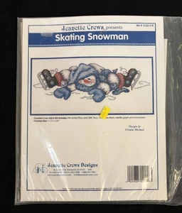 Jeanette Crews Skating Snowman Counted Cross Stitch Kit 1220-5-K DMC 14ct Aida - Picture 1 of 5