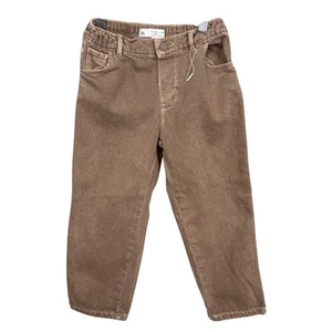 Zara Kid's Balloon Jeans Adjustable Waist Dark Taupe Denim Size 5 NWOT  - Picture 1 of 5
