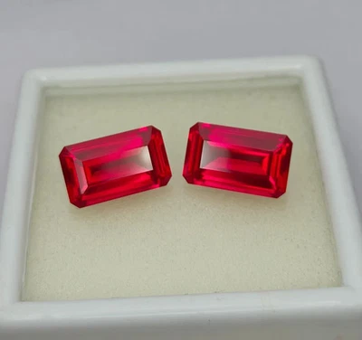 Precision Cut,A+ Natural Pink Ruby Pair: 16.20 ct Emerald Cut Jewelry Gemstones - Image 1 of 4