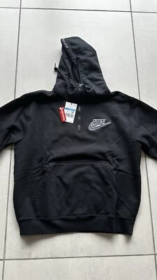 NWT Supreme Nike Half Zip Hooded Sweatshirt Black M Medium Hoodie - Photo 1/4