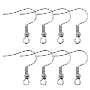 50 pcs/pack Silver Ear Hooks French Earwire Earrings Jewelry DIY Making Findings - Picture 1 of 7