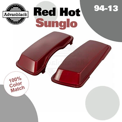 Red Hot Sunglo Standard Stretched Extended Saddlebag Lid Fits for Harley 94-13 - Image 1 of 4