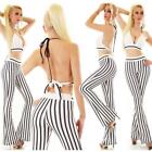 Ladies Two Part Summer Flares & Top Striped White/Black 34/36/38 #H1847