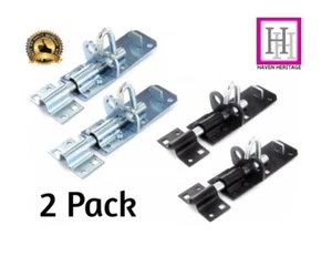 2 x BRENTON PAD BOLT Gate LOCK  Slide Bolt Shed Door BOLT Black, Zinc 4" 6" 8"  - Picture 1 of 5