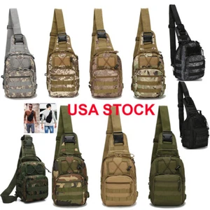 Men Backpack Molle Tactical Sling Chest Pack Shoulder Bag Outdoor Hiking Travel - Picture 1 of 64