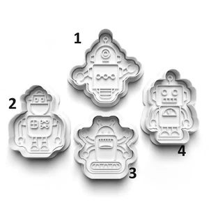 Robot Robots Space Cute Cookie Cutter Embosser Stamp Fondant Set High Quality - Picture 1 of 1