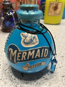 Glass Potion Bottle-Mermaid Potion- Fantasy-Free Crystal Necklace Included - Picture 1 of 1