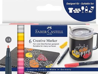 Faber-Castell 160705 - Creative Marker Set, 6 Permanent Marker, Stifte Set Summe - Bild 1 von 4
