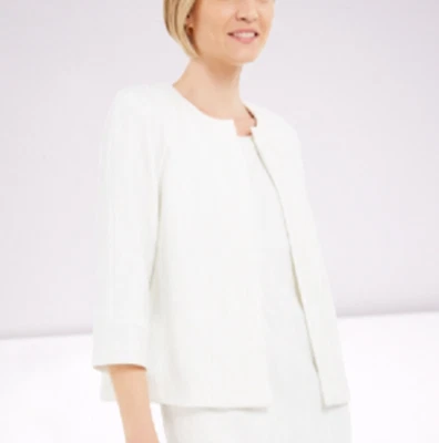 Chaqueta de punto con textura Kasper Petite para mujer TOP 6P Vanilla Ice  Foto 1 de 4