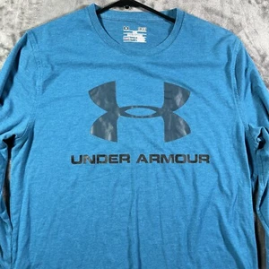 Camisa Under Armour Para Hombres Pequeña Henley Azul Atlética Cuello Crudo Suelta Equipo de Calor - Imagen 1 de 9