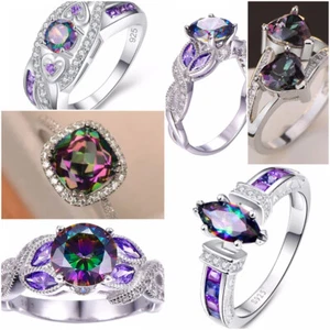Fashion 925 Silver Filled Jewelry Cubic Zircon Wedding Engagement Ring Sz 6-10 - Picture 1 of 20