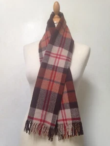 Vintage 1970s Sammy scarf, brown, orange, red & beige check wool - Picture 1 of 7