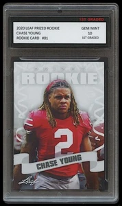 Tarjeta de novato Chase Young 2020 Leaf Prezed 1er grado 10 radiocontrol Washington Commanders - Imagen 1 de 1