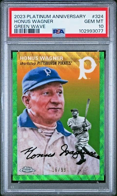 2023 Topps Chrome Platinum 324 Honus Wagner Green Wave Refractor #/99 PSA 10 - Изображение 1 из 2