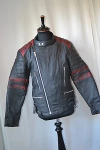 Vintage black & red leather biker Monza racer jacket in size medium Brando - Picture 1 of 18