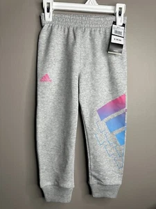 NWT Adidas GIRLS Size 4 Heather Gray Jogger Sweatpants - Picture 1 of 3