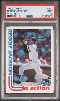 1982 Topps #301 Reggie Jackson in Action HOF New York Yankees PSA 9  - Image 1 of 2
