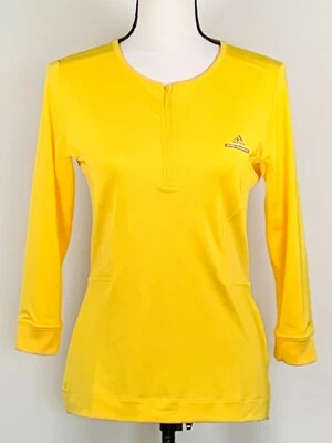 NEW ADIDAS STELLA McCARTNEY Yellow 1/3 Zip 3/4 Sleeve Pullover Polo Top Size M. - Image 1 of 4