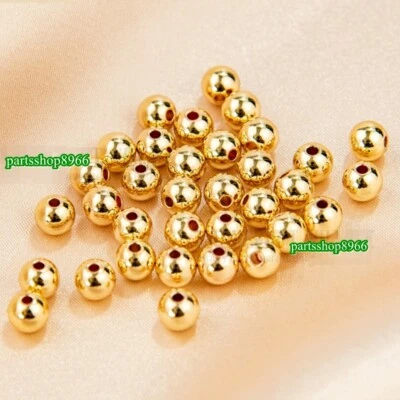 25 piezas de cuentas sueltas de la suerte de oro amarillo sólido puro de 14K para pulsera o cadena de 6 mm Foto 1 de 4