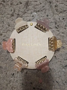 NEW Pink Linen Mini Claw Clips - Marble/ Black/ Glitter/ Multi - Picture 1 of 1