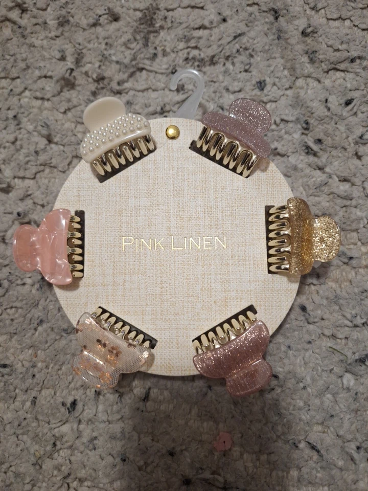 NUEVO Mini clips de garra de lino rosa - mármol/negro/brillo/multi Foto 1 de 1