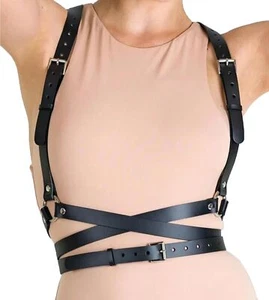 Punk Belt Black Pu Leather Belt Harness Belt for Women Gothic Body Adjustable... - Picture 1 of 6