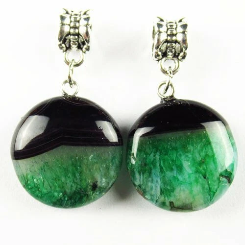 Colgante 12 Piezas 20mm Negro Verde Druzy Geoda Ágata Plata Tibetana Grande 6mm Agujero  Foto 1 de 1